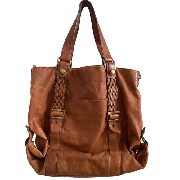 Y2k Vintage Kooba Slouchy Boho Hobo Leather Shoulder Bag Brown Tote Purse - Picture 1 of 15